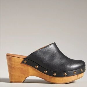 CORDANI Anthropologie Zorba black wooden heel  clogs